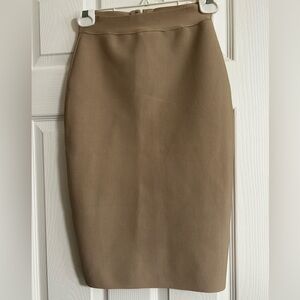 BODYCON COLLECTION BEIGE TAN KNEE LENGTH PENCIL SKIRT SIZE:XS